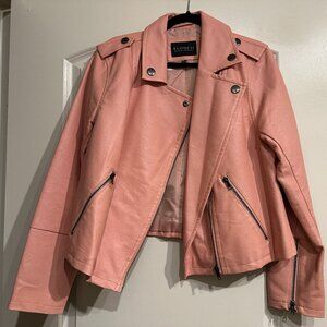 ELOQUII Hot Pink Faux Leather Moto Biker Jacket Plus Size 14/16 Fuchsia RARE